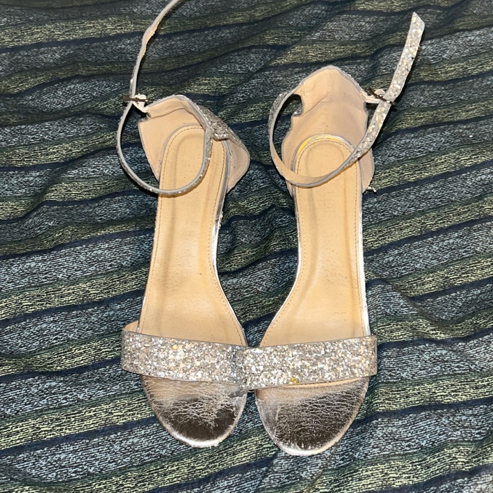 Silver glitter chunky heel